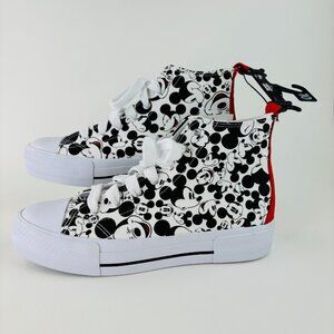 Disney Women's Mickey Mouse High-Top Lace-Up Sneakers Sz 10 Black white NWT